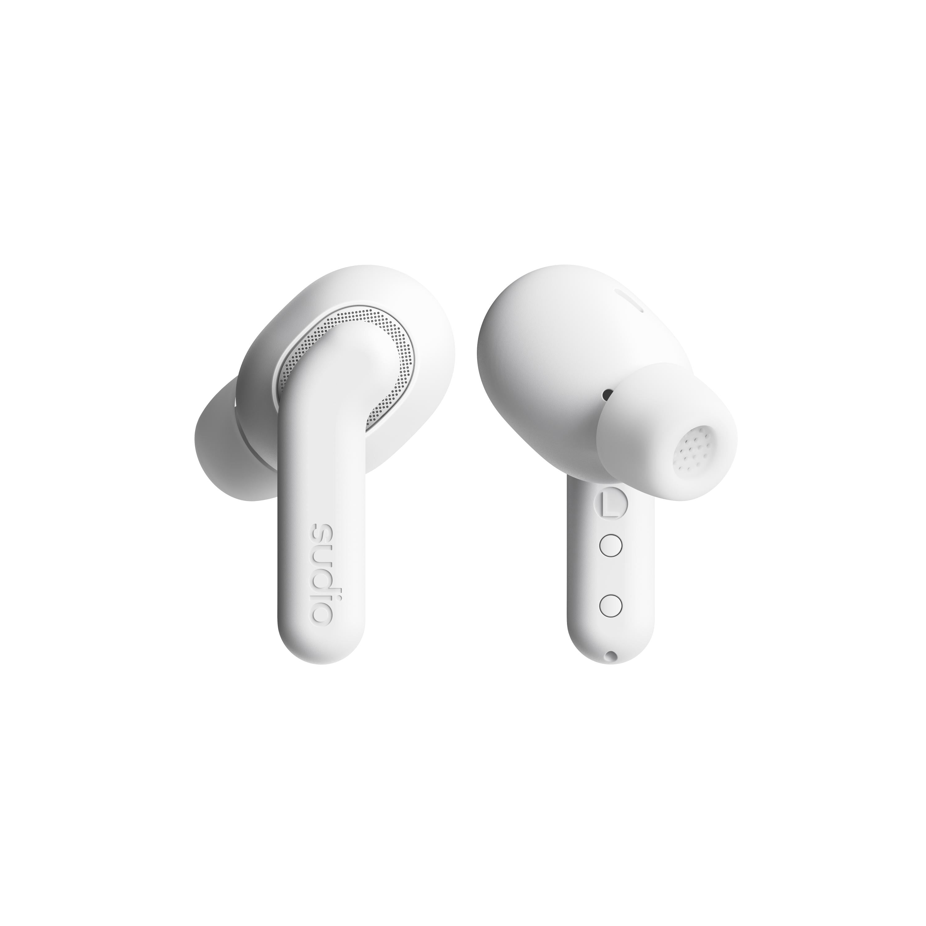 Sudio E4 Pro Wireless Earbuds with Hybrid Active Noise Cancellation - White