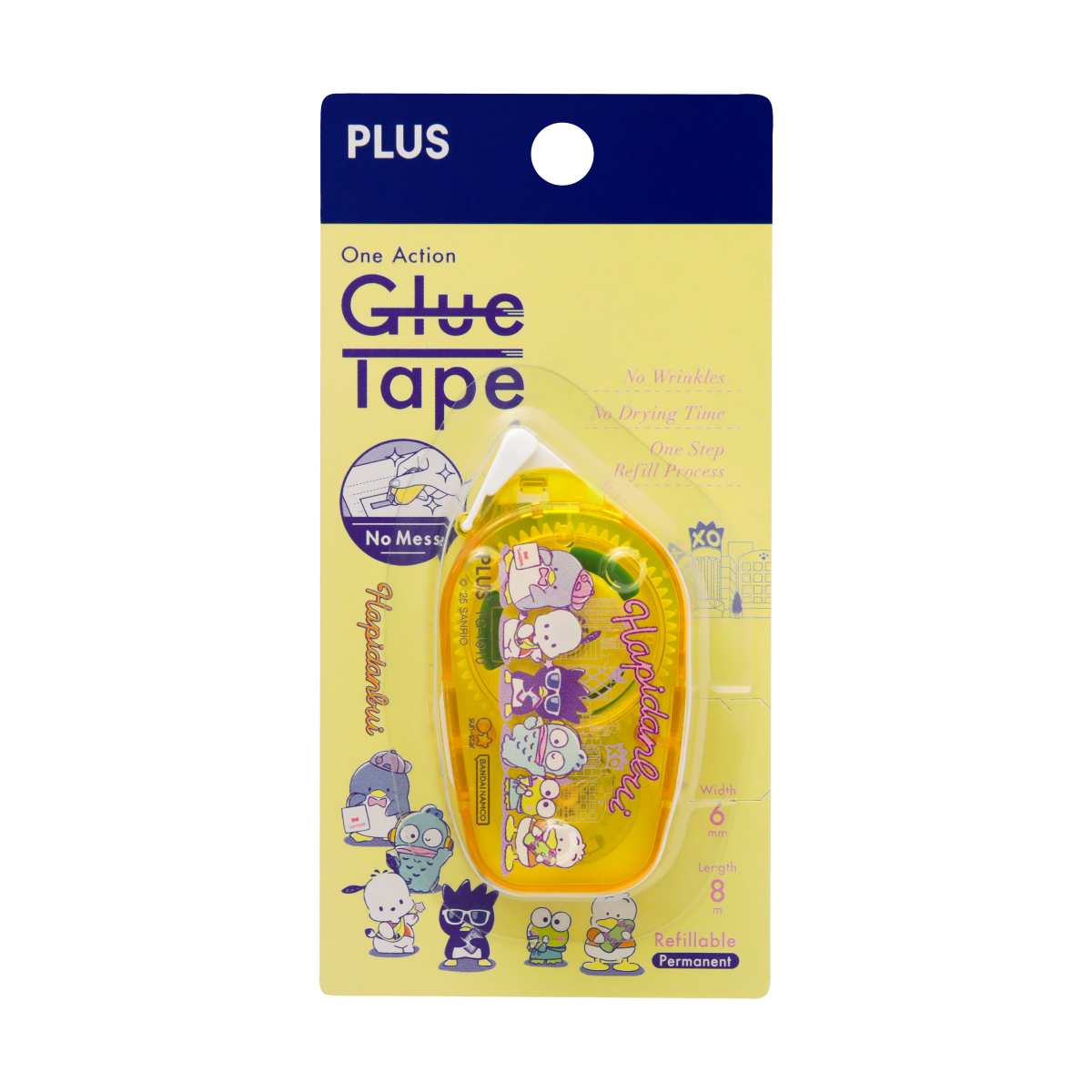 PLUS One Action Glue Tape Hapidanbui Yellow