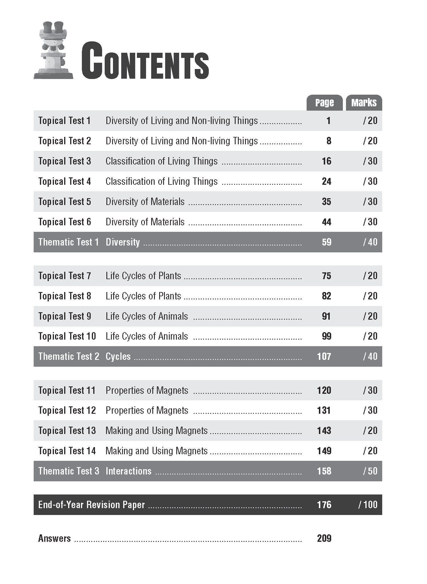 Primary 3 Science Topical and Thematic Tests