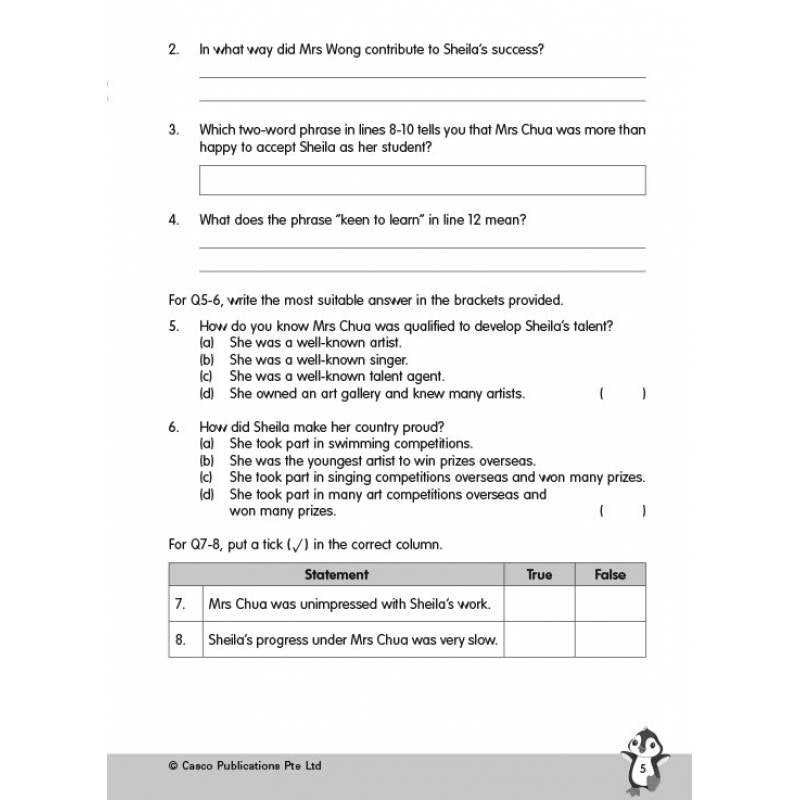 Primary 3 New English Comprehension