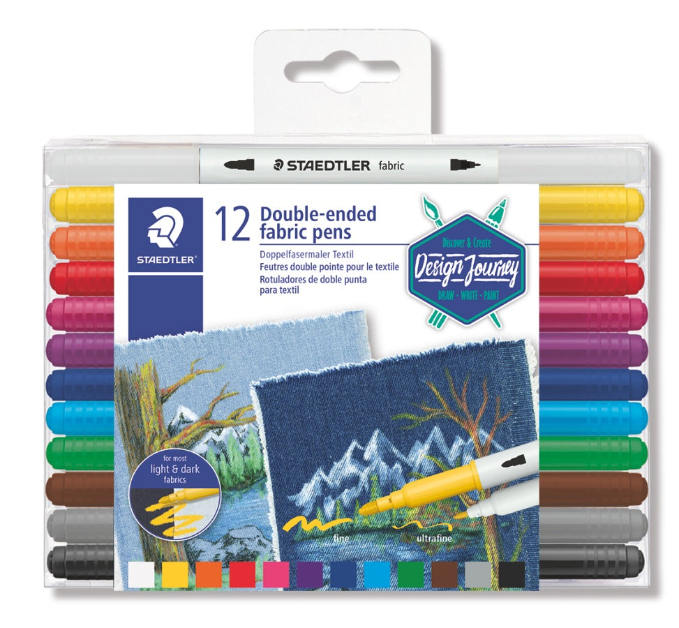 STAEDTLER FABRIC MARKER DUO 2TIPS 12PCS