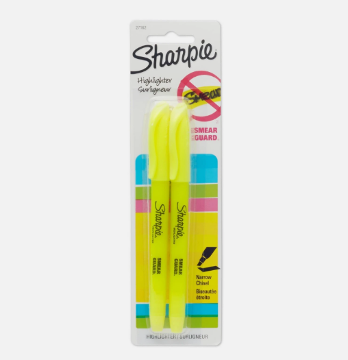 SHARPIE HI-LIGHTER YELLOW 2'S ( 27162PP)