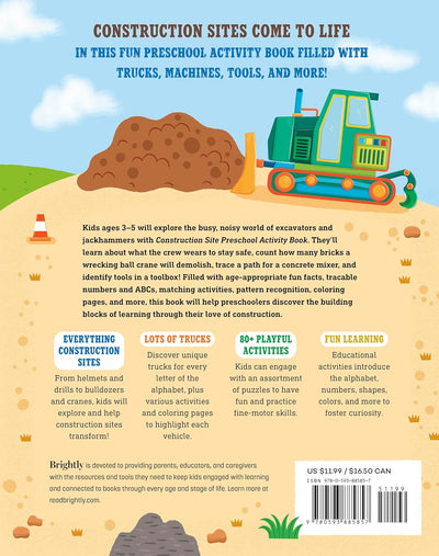 Construction Site Preschool Activity Book: Fun Learning With Trucks, Tools, And Mighty Machines (Paperback)