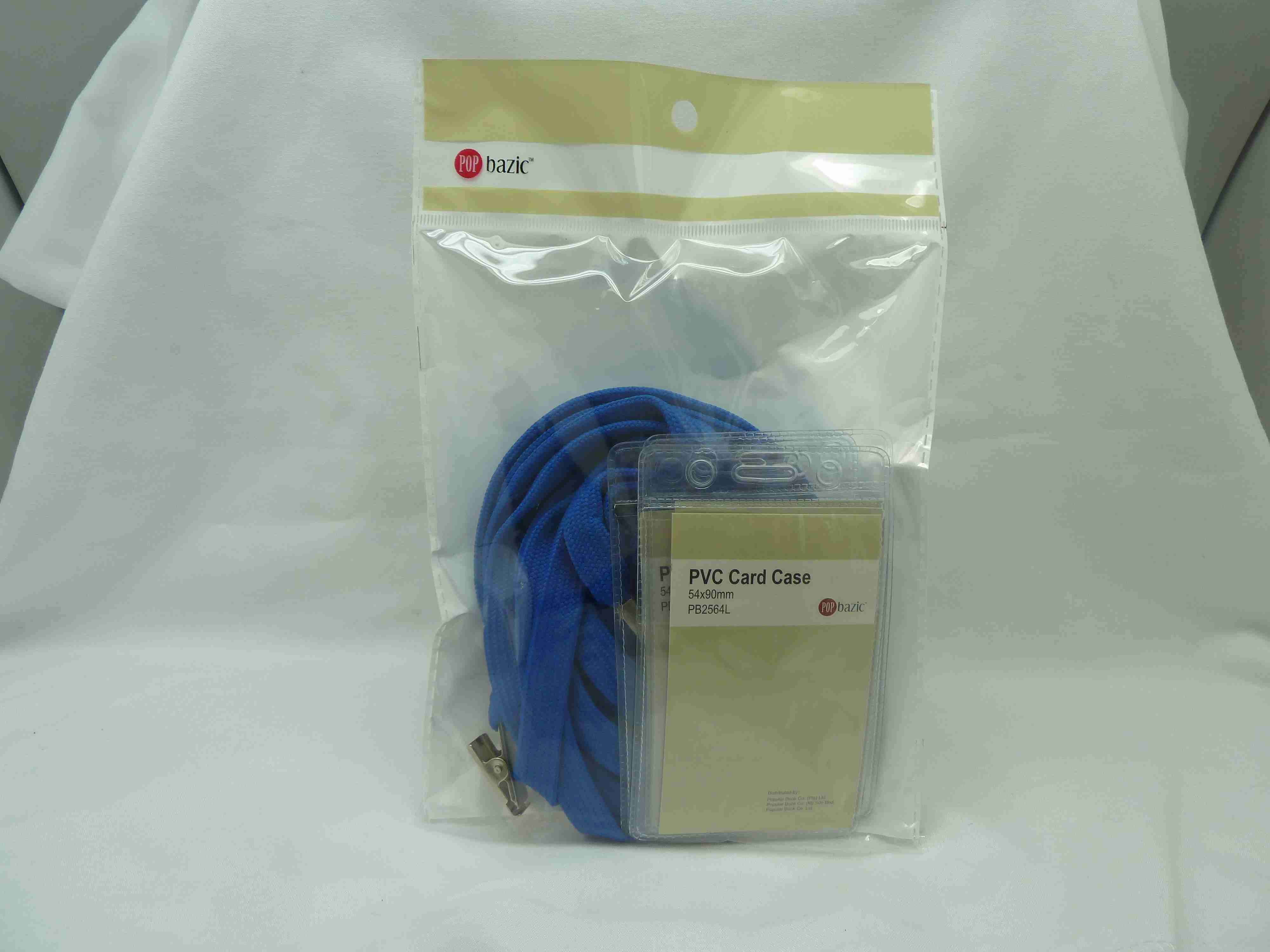 POP BAZIC PVC Card Case 54MM x 90MM (Vertical) with Landyard 5's - Blue