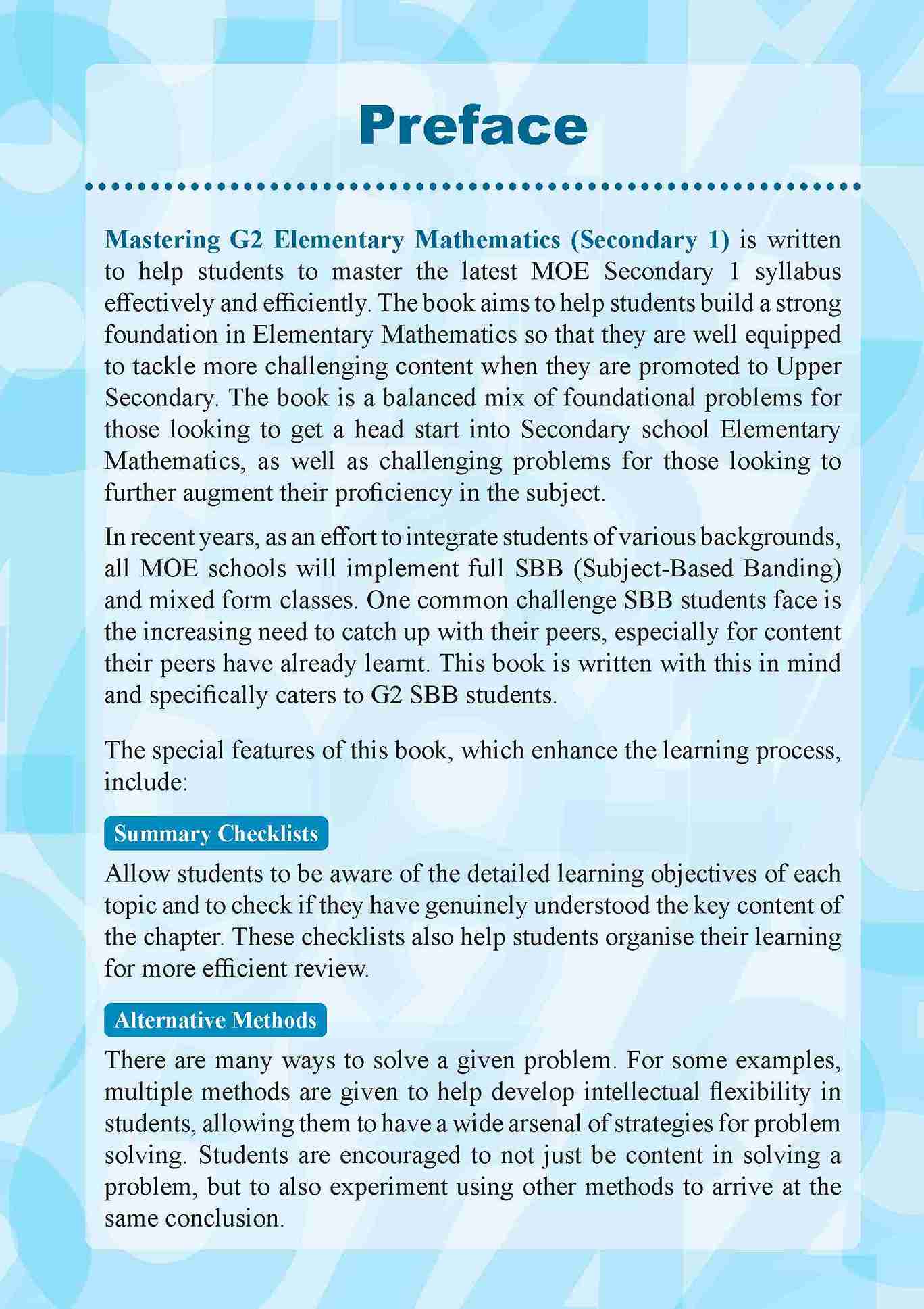 Mastering G2 Elementary Mathematics Secondary 1