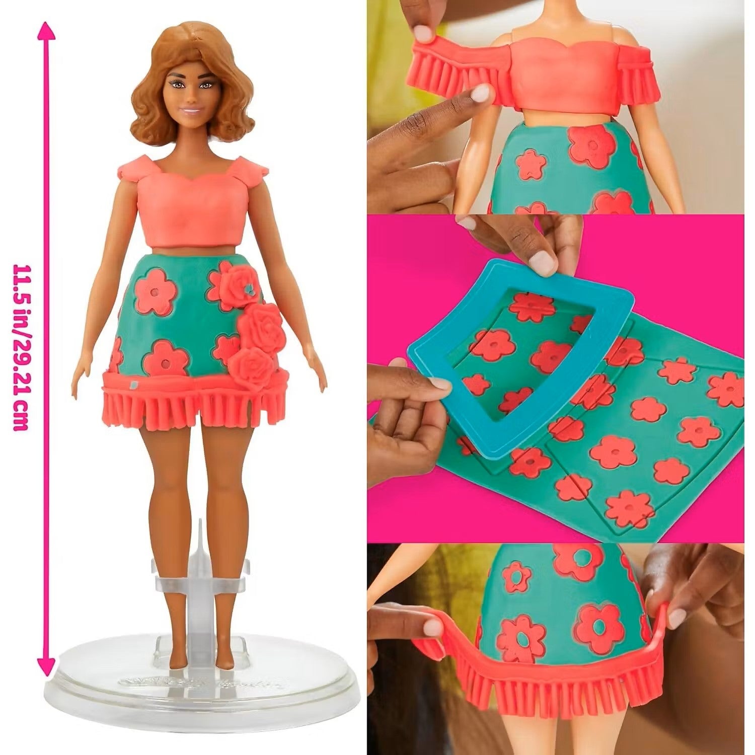 HASBRO PLAYDOH BARBIE FLORALS AND FRINGE DOLL SET