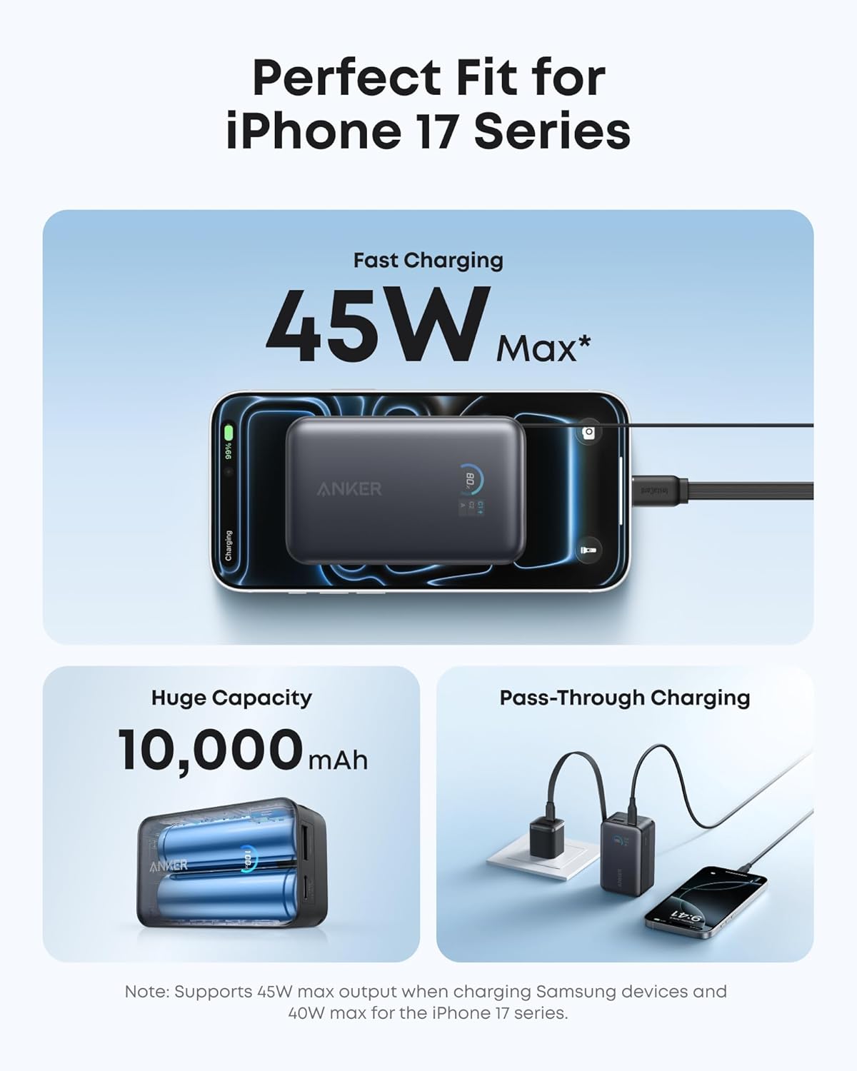 Anker Nano 10K 45W Power Bank with Retractable USB-C Cable - Black