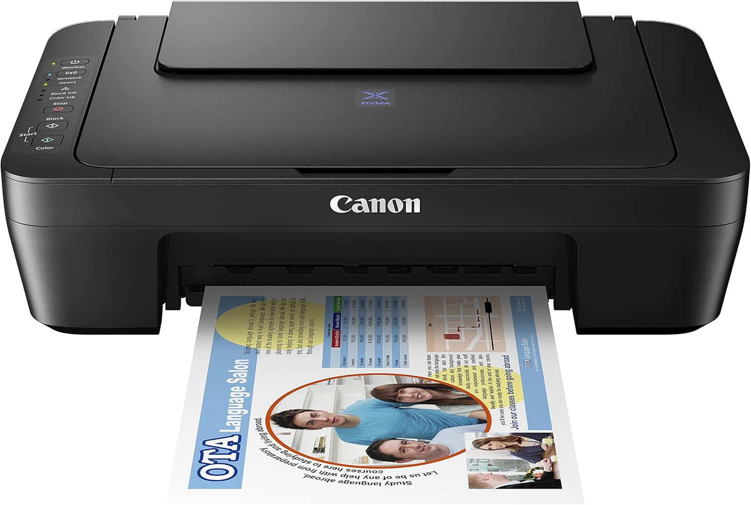 Canon PIXMA E470 - A4 Wi-Fi All-in-One Inkjet Color Printer. Print, Scan and Copy. Wi-Fi, Wireless PictBridge, Direct Wireless. Black color