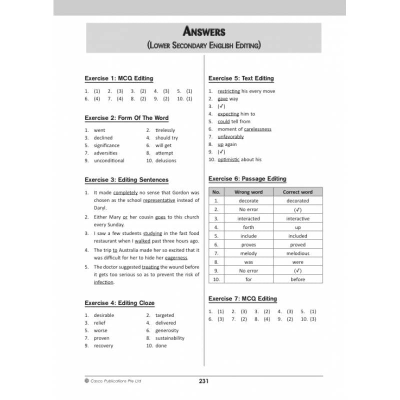 Lower Secondary English Editing