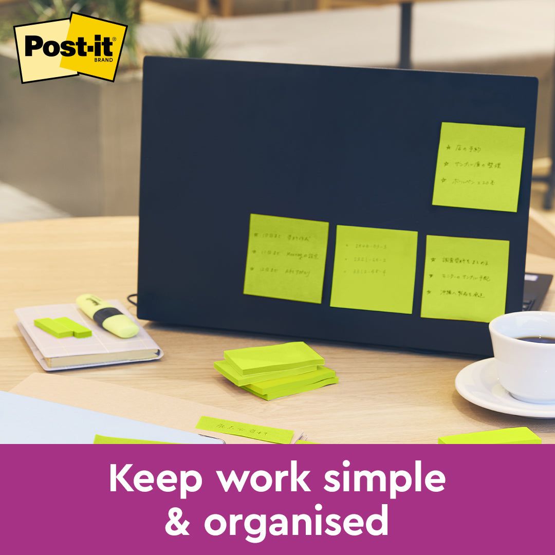 Post-it® 654-1ssng Neon Green Super Sticky Notes 3x3", 90sheets
