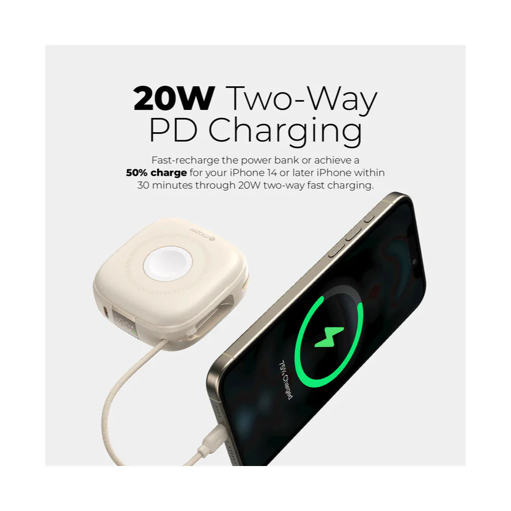 Mazer MagLink18i 10000mAh Magnetic Wireless Power Bank (Cream)