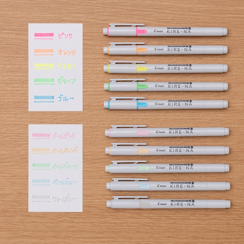 PILOT KIRE-NA HIGHLIGHTER PACK OF 5 BASIC COLORS + FREE FLEXI RULER