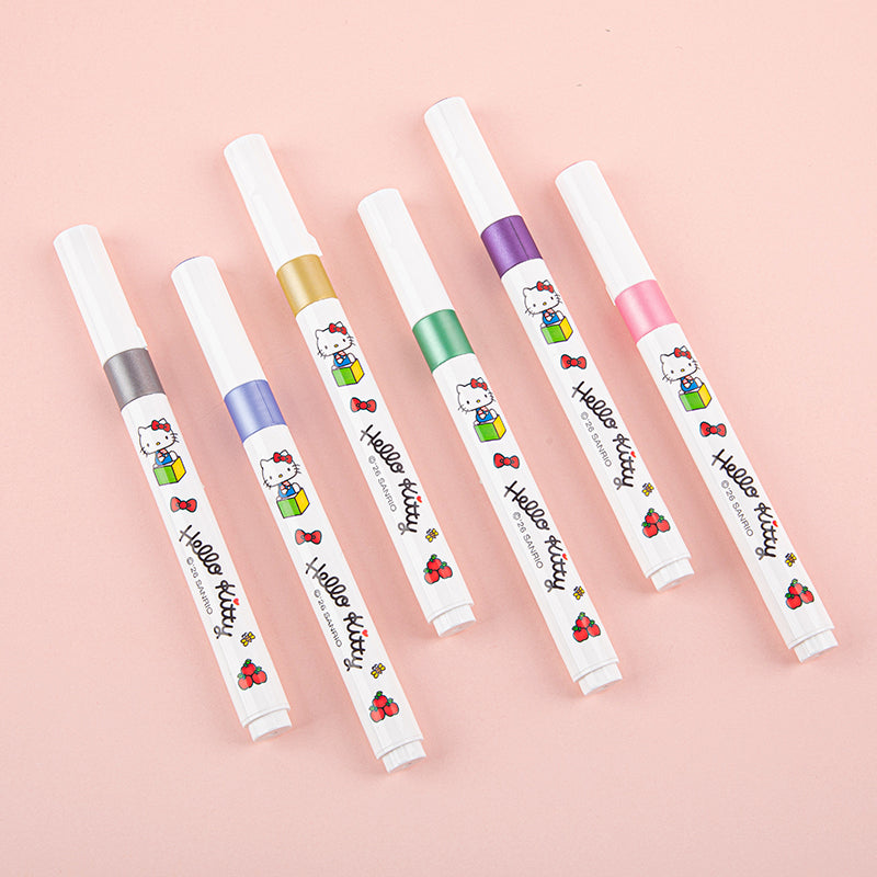  Hello Kitty Metallic Brush Pen Set 6pcs Set - 2 Assorted Design 