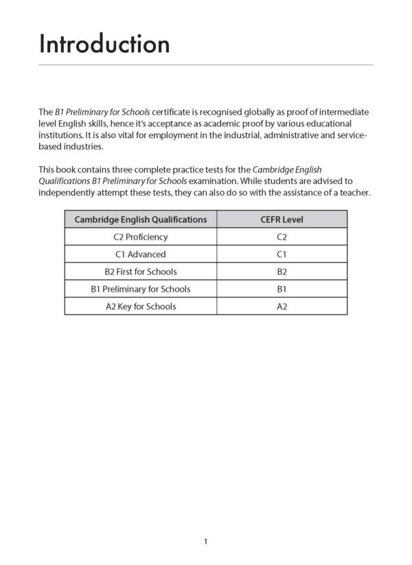 Cambridge English Qualification B1 Preliminary for Schools PET