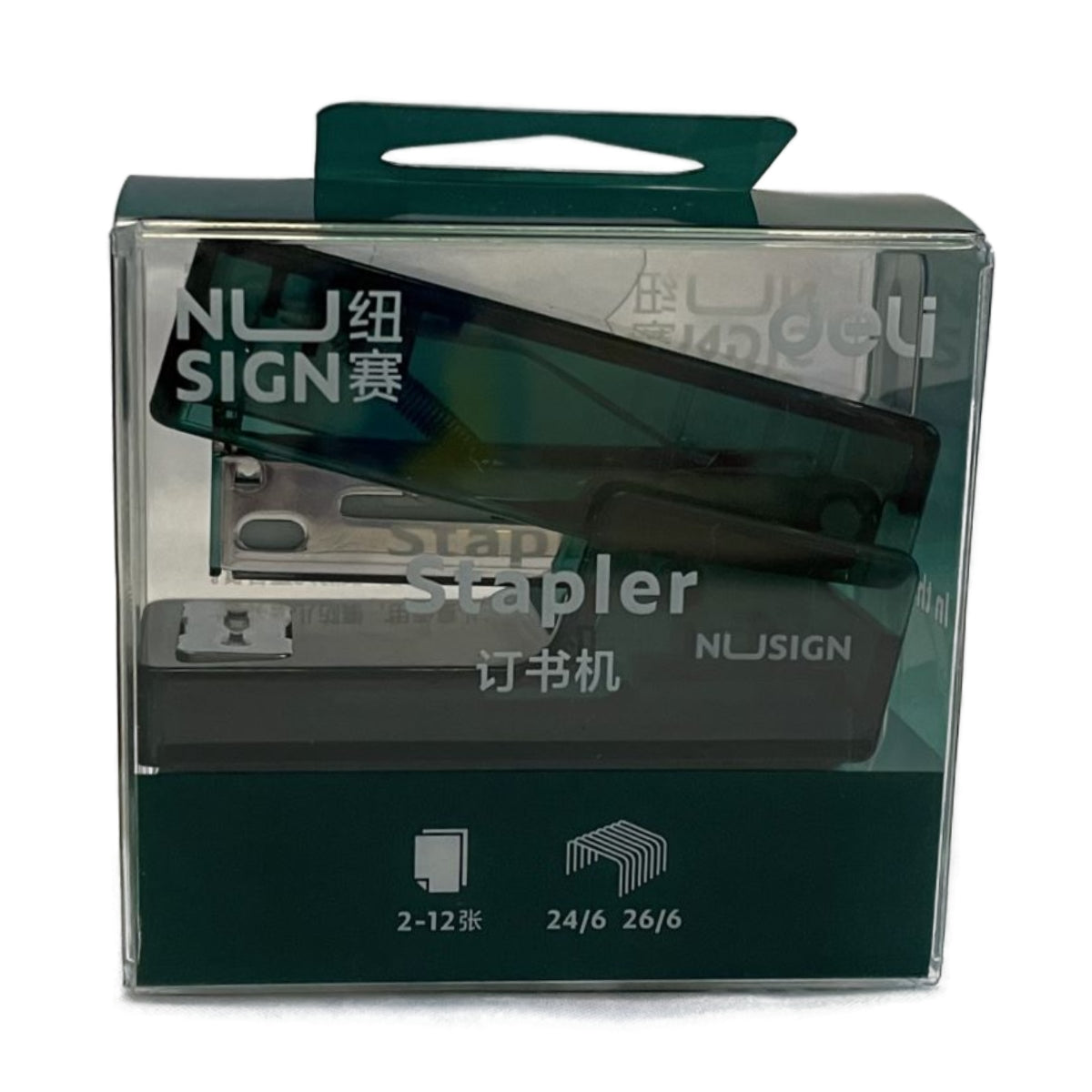 DELI NUSIGN MINI STAPLER TRANSPARENT GREEN NS083F