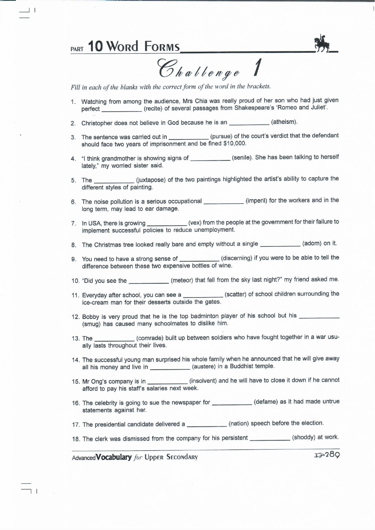 Advanced Vocabulary For Upper Secondary 2ed