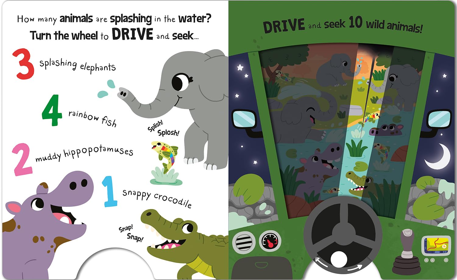 Drive & Seek Safari - A Magic Find & Count Adventure (Drive & Seek - Magic Headlight Books) Board book