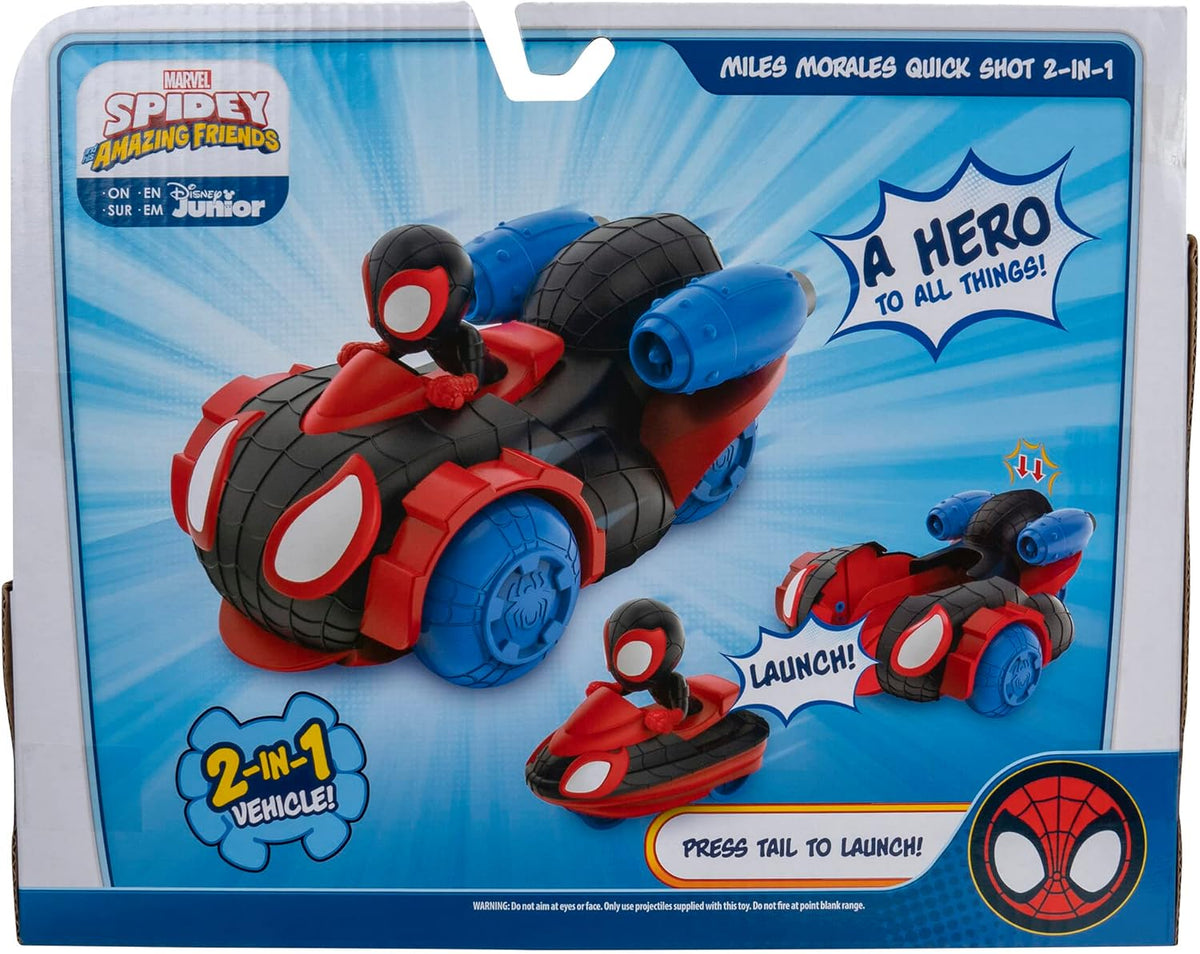 MARVEL SPIDEY AND HIS AMAZING FRIEND SMILES MORALES QUICK SHOT 2IN1 FEATURE VEHICLE