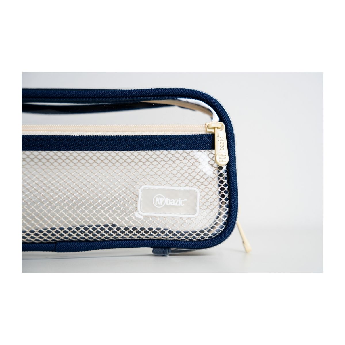 Pop Bazic Transparent Double Zip Pencil Bag (Dark Blue) - PB-817QT- Dark Blue