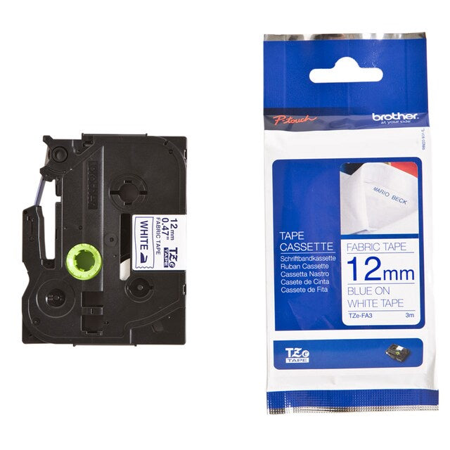 BROTHER Tape TZe-FA3 Blu/WFab T-NLam 12mm