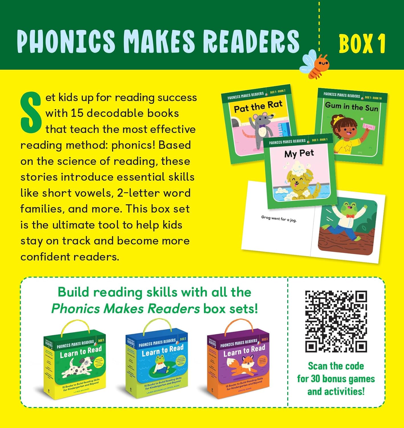 Phonics Makes Readers: Learn To Read Box 1 (Build Reading Skills For Back To School) Paperback – Picture Book