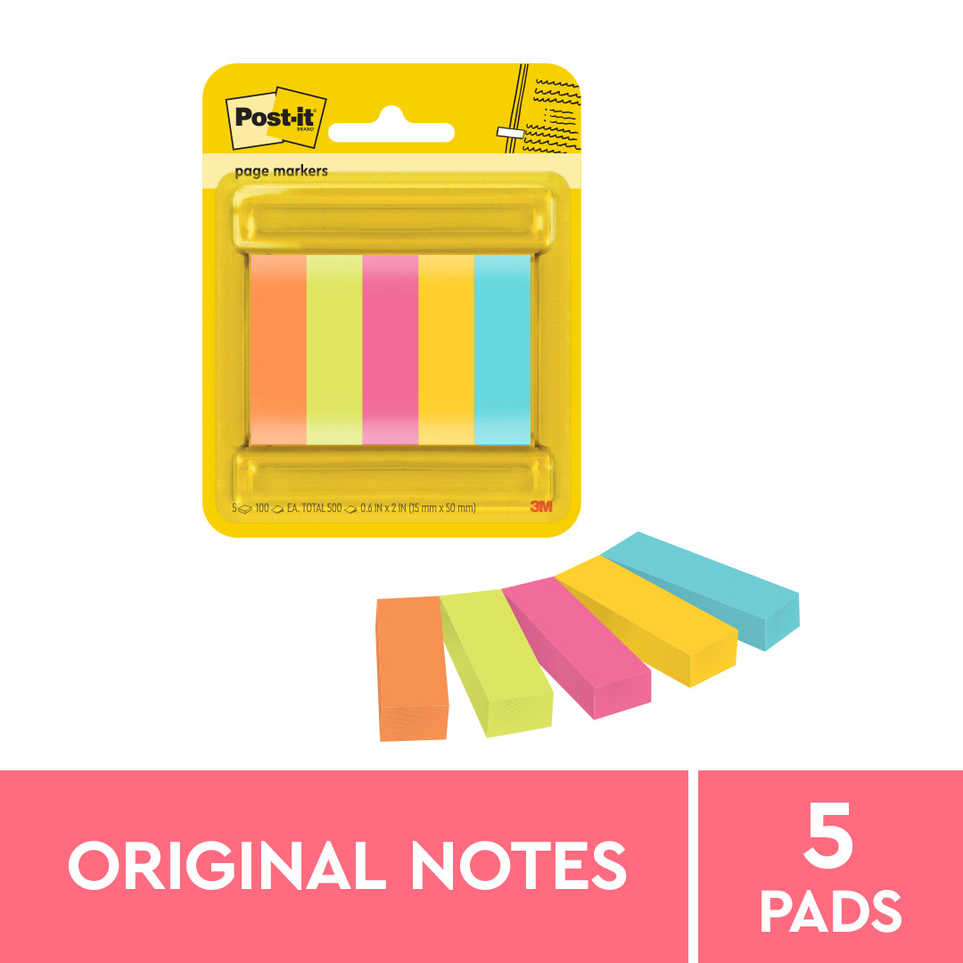 Post-it® 670-5ASST Page Markers, 0.6x2"