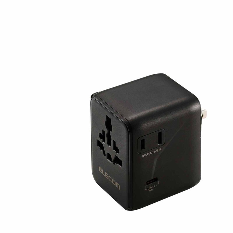 ELECOM Universal Travel Adapter, GaN II 70W International Plug Type C Type A Charging Ports Storage Bag Included