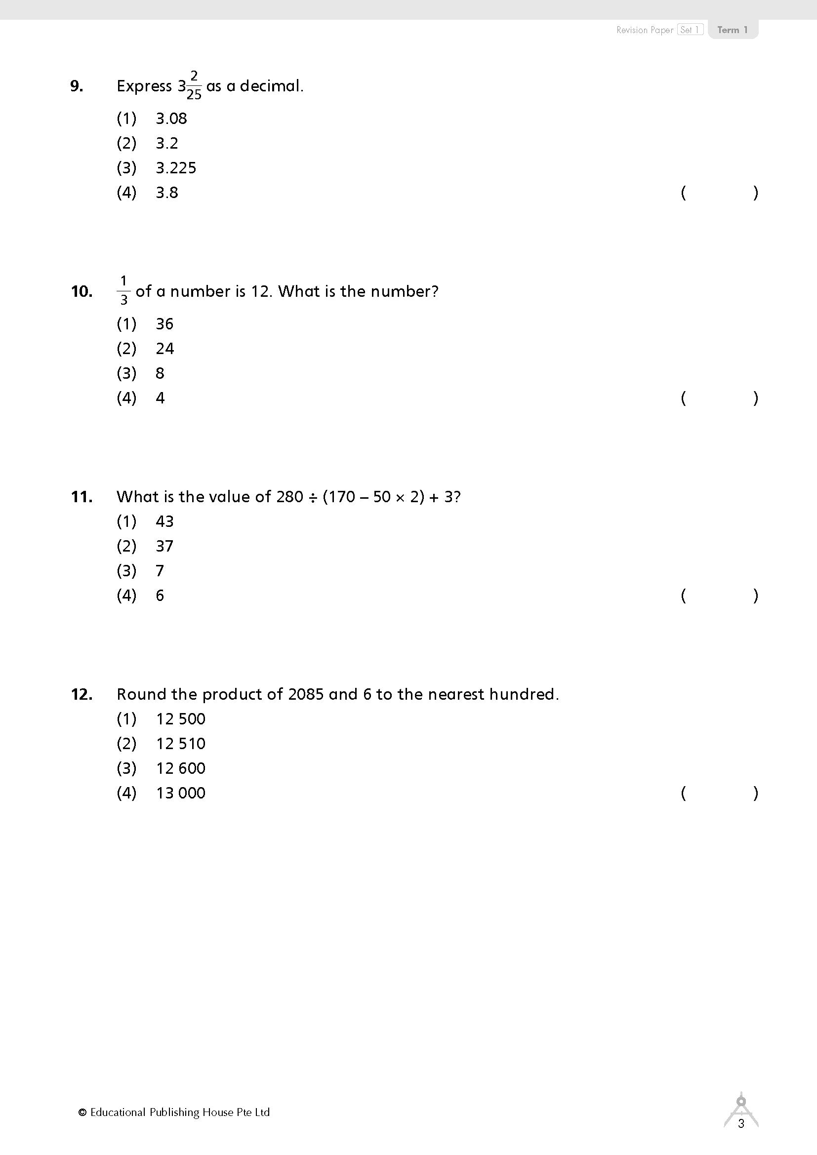 Primary 5 Maths Revision Papers