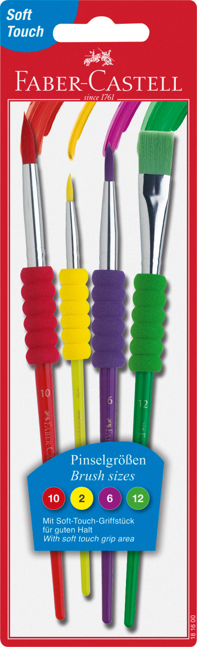 Faber-Castell Brush Set with Soft Touch Grip, Wallet of 4-181600