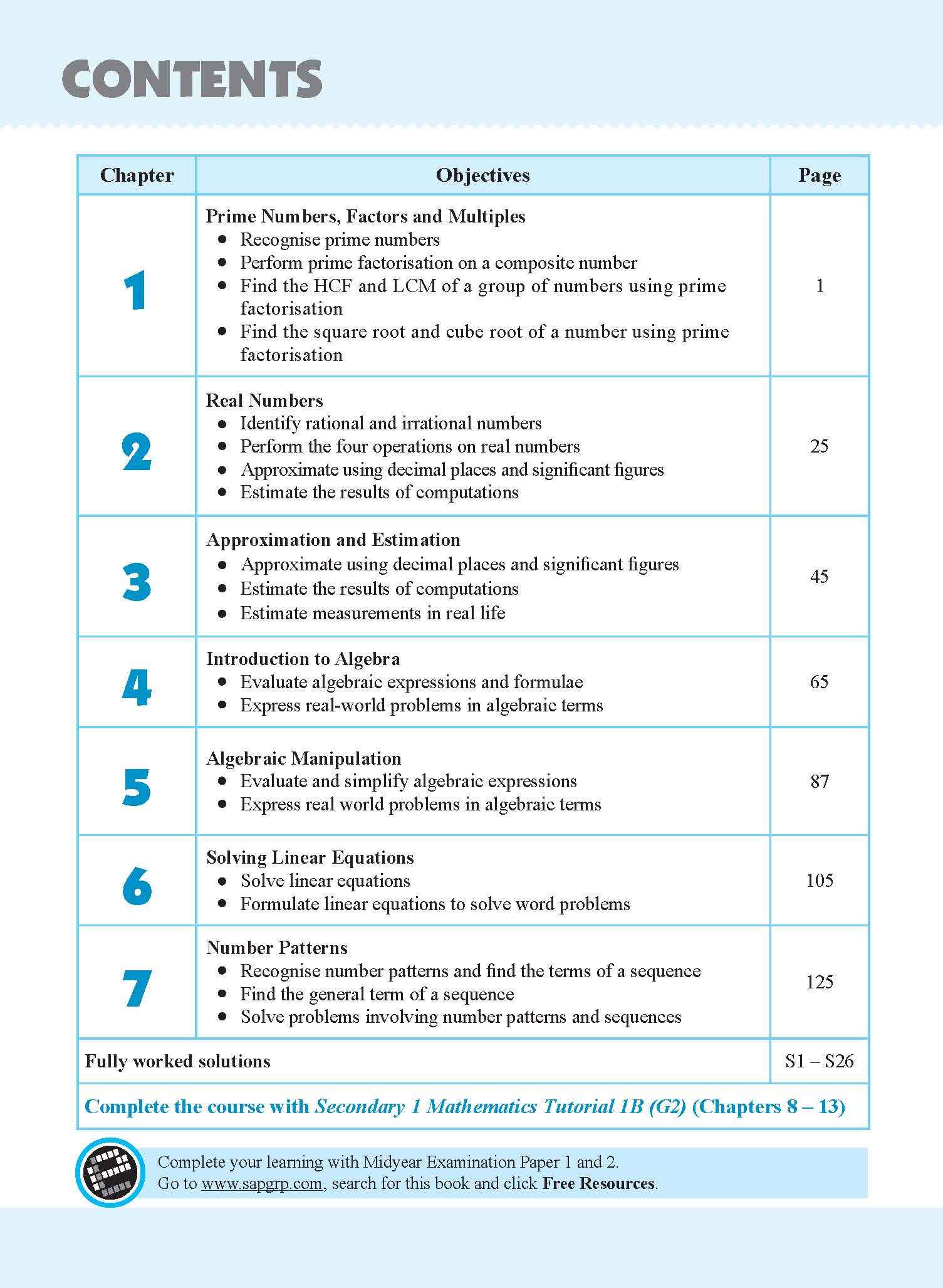 Secondary 1 Mathematics Tutorial 1A [G2] - 3rd Edition