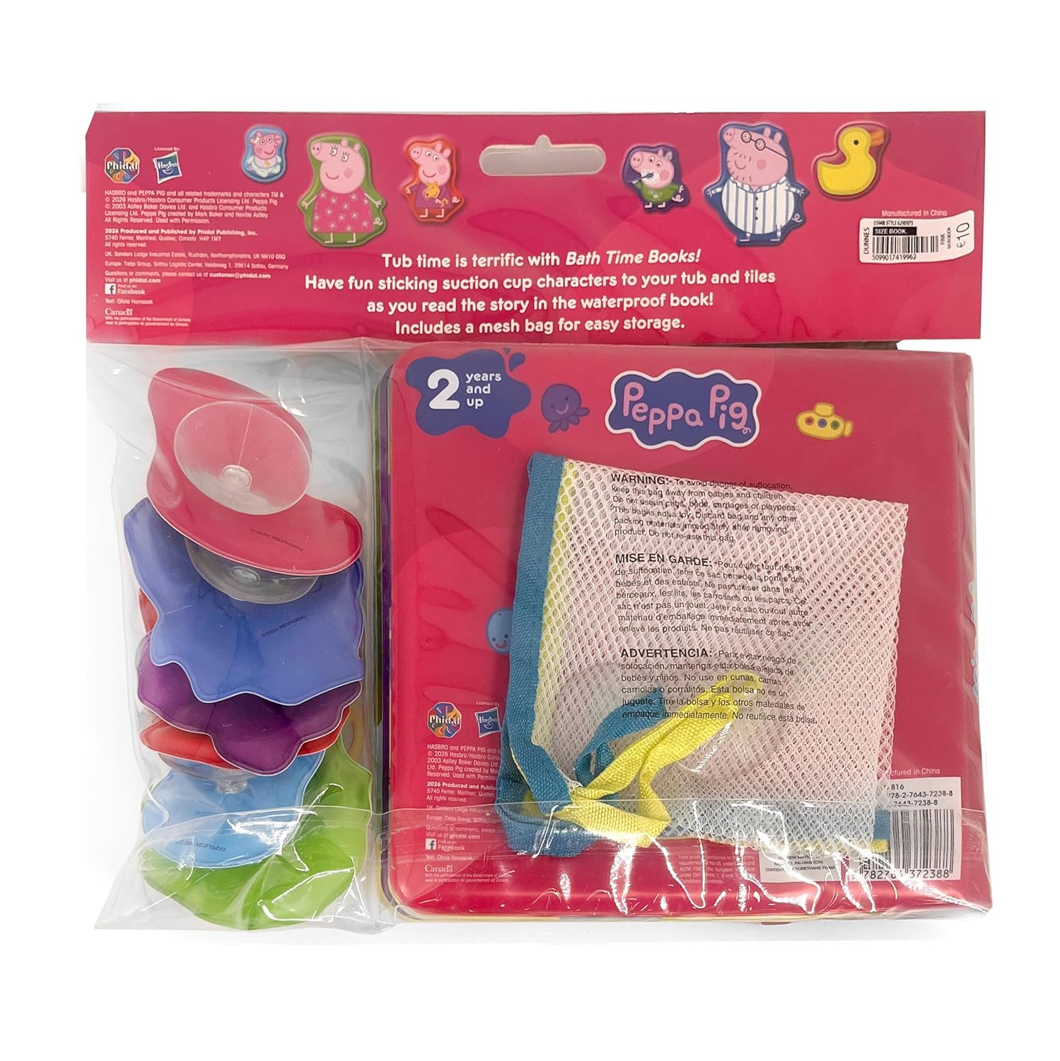 Peppa Pig Bath Time Books - Activity Books For Kids (6 Padded Suction Cups, 1 Mesh Bag) Bath Book – Picture Book