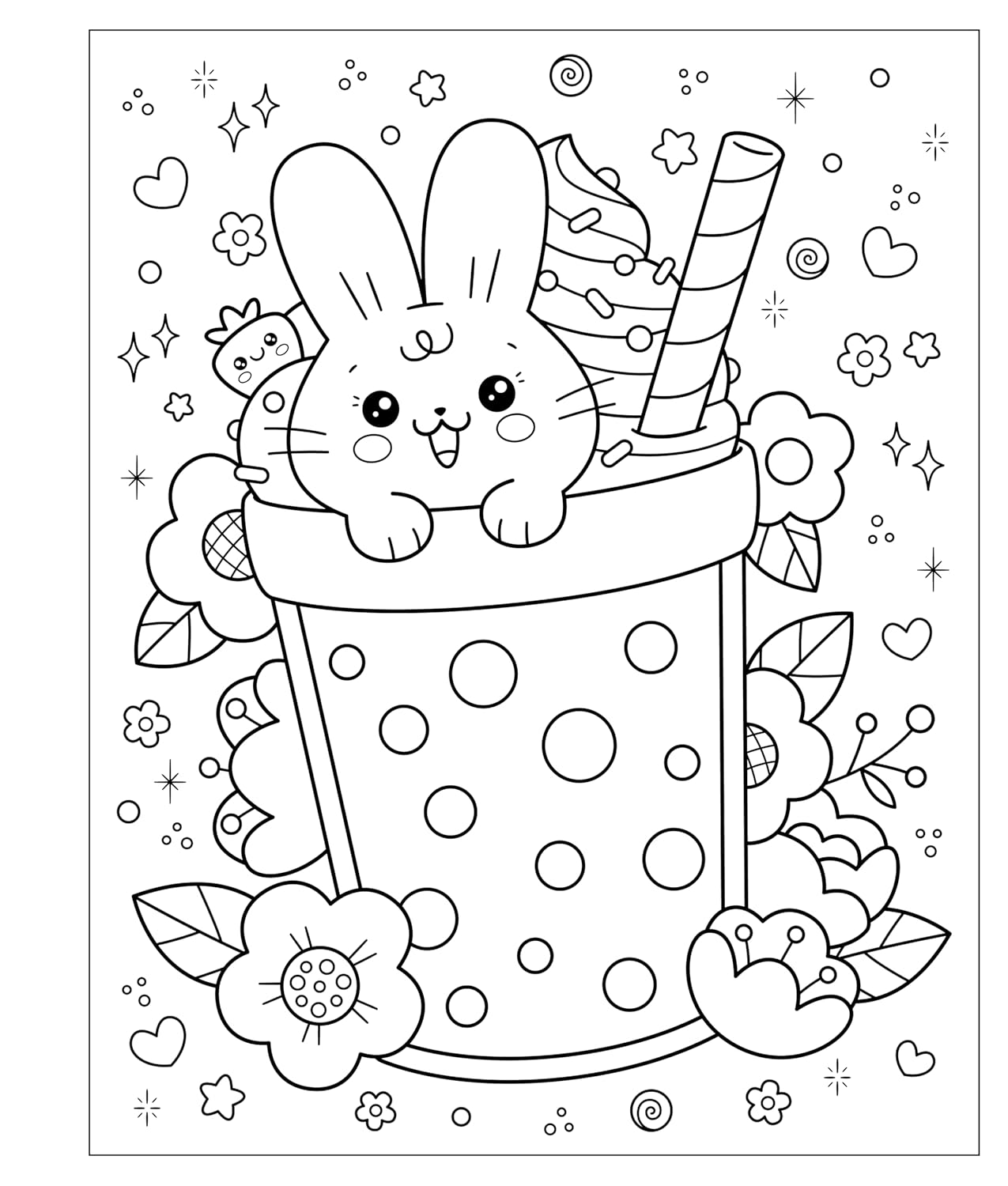 Mangatopia: Bunnies and Boba: A Sweet and Snuggly Coloring Book