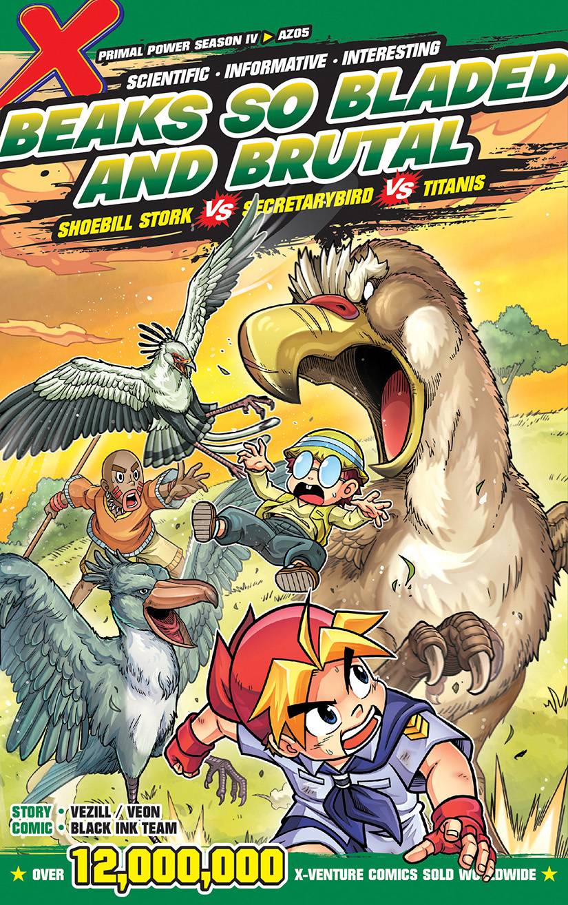 X-Venture Primal Power IV 05: Beaks So Bladed And Brutal: Shoebill Stork VS Secretarybird VS Titanis