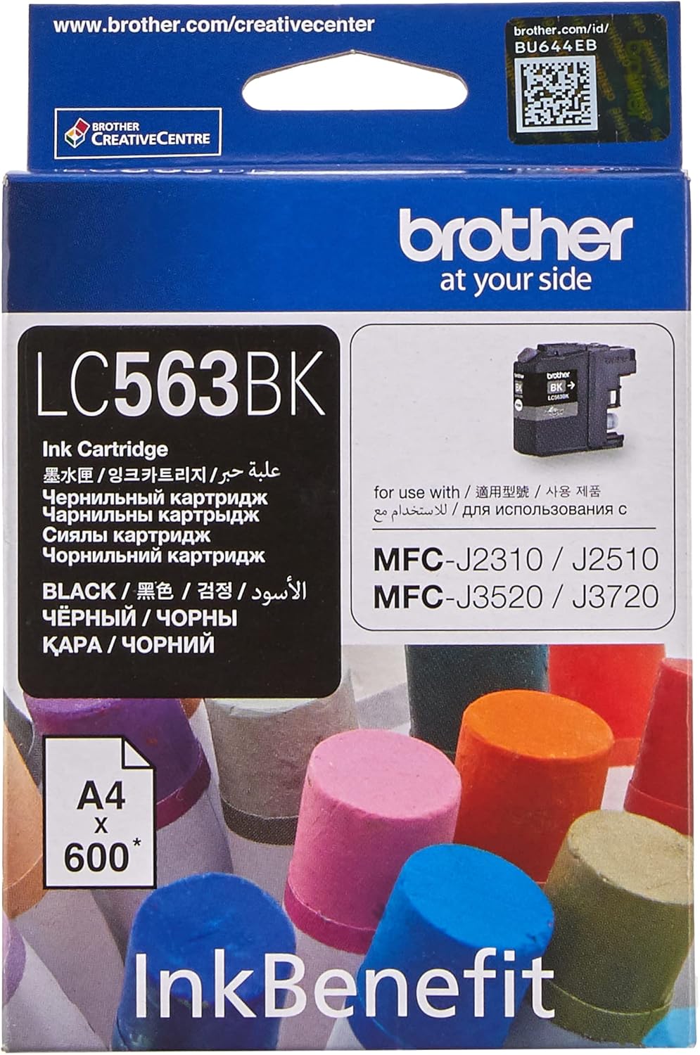 Brother LC563BK Original Ink Cartridge Compatible with MFC Series, 600 Pages, 600 Pages