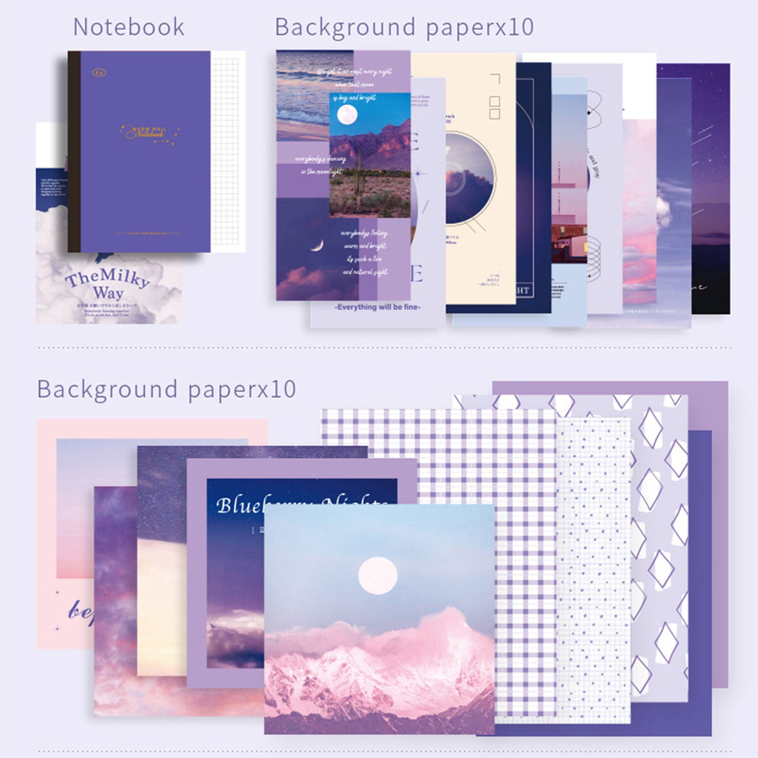 Scrapbooking Stickers and Notebook Set, Moonlight XM2109