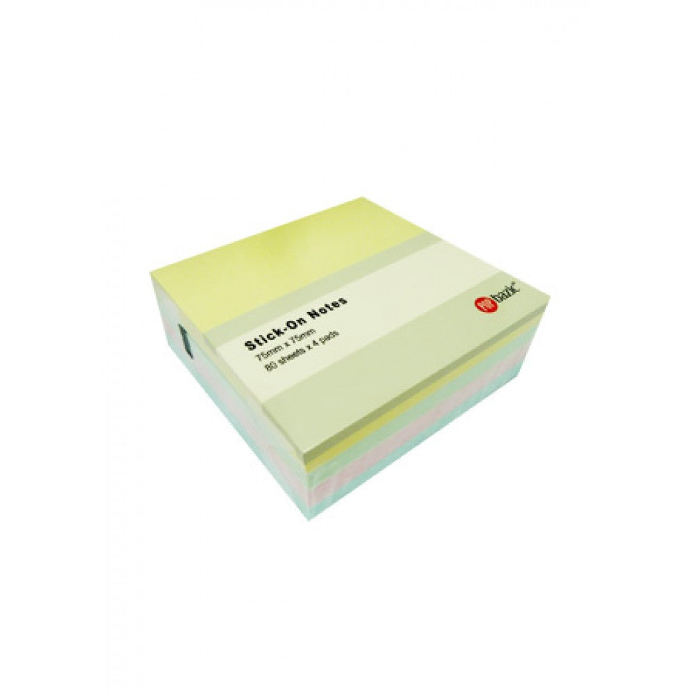 Pop Bazic Sticky Note Pad 3" X 3" 80's - Pastel Green/yellow/blue