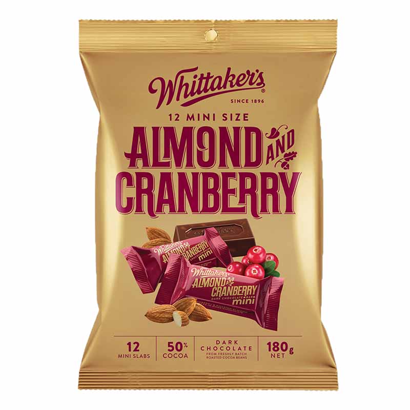 Whittaker Mini Almond Cranberry 12x180g