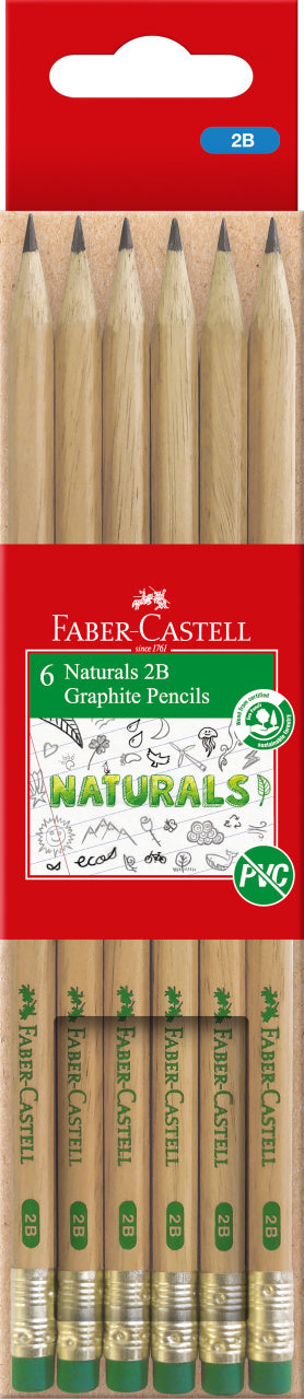 Faber-Castell Naturals Graphite Pencils 2B, Pack of 6-111502