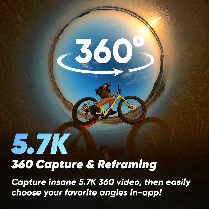 insta360 X3 - Waterproof 360 Action Camera with 1/2" 48MP Sensors, 5.7K 360 Active HDR Video, 72MP 360 Photo, 4K Single-Lens, 60fps Me Mode, Stabilization, 2.29" Touchscreen, AI Editing, Live Stream