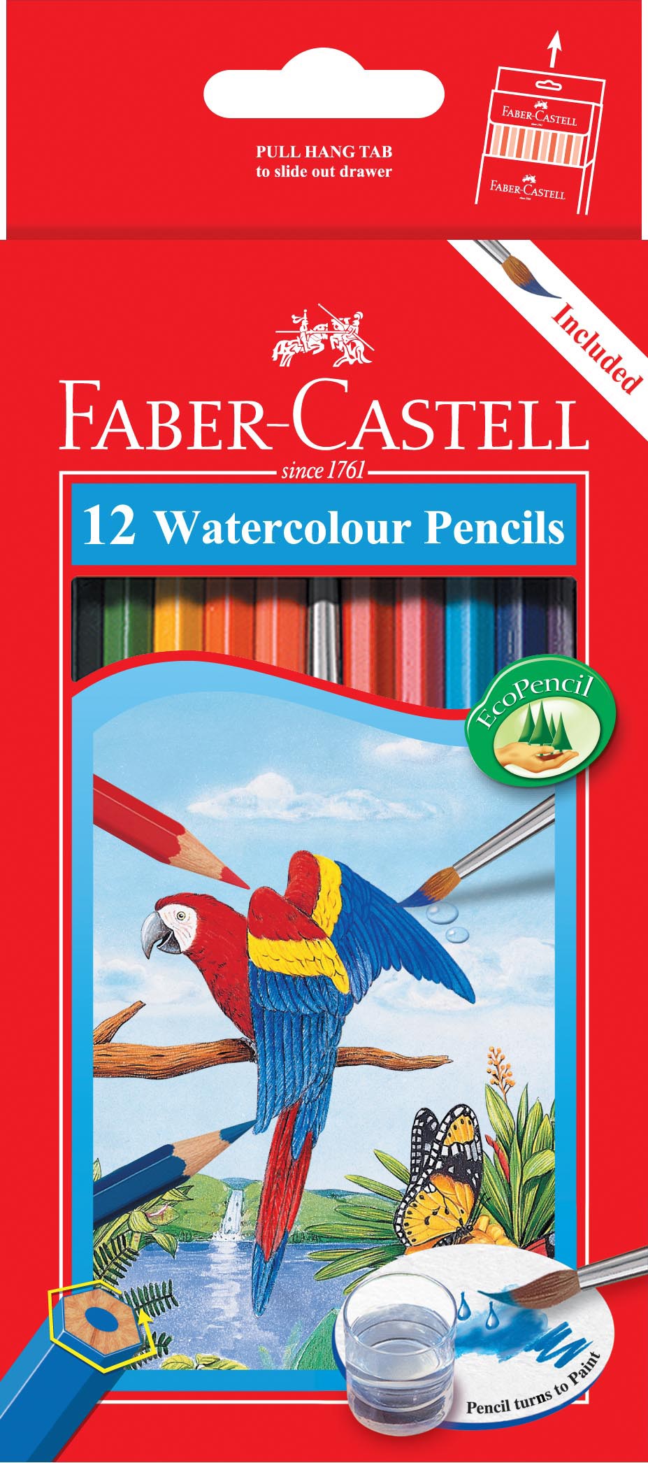 Faber-Castell Watercolour Pencils Parrot, 12 Colours Long-114462