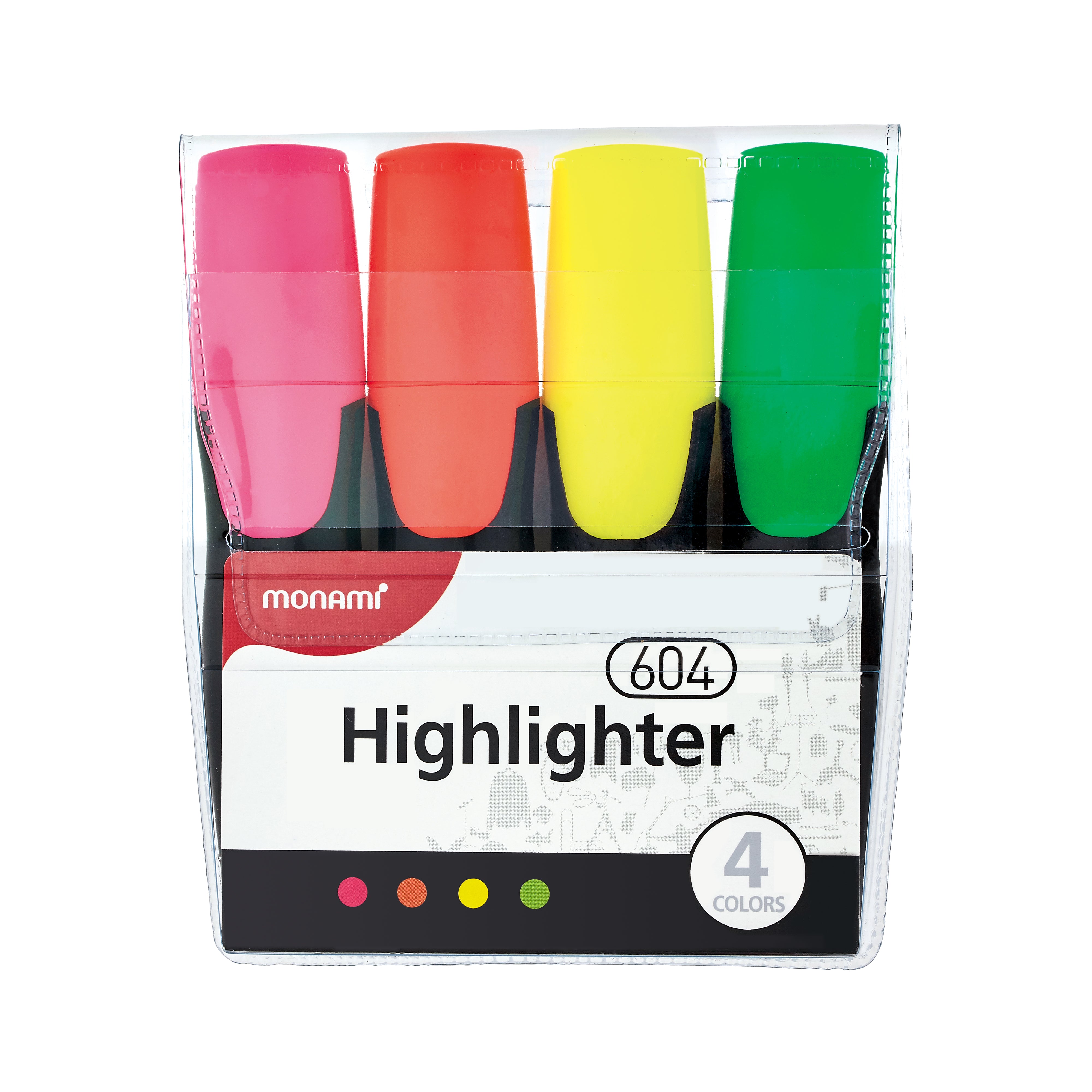 MONAMI HI-LIGHTER 604 PASTEL 4COL