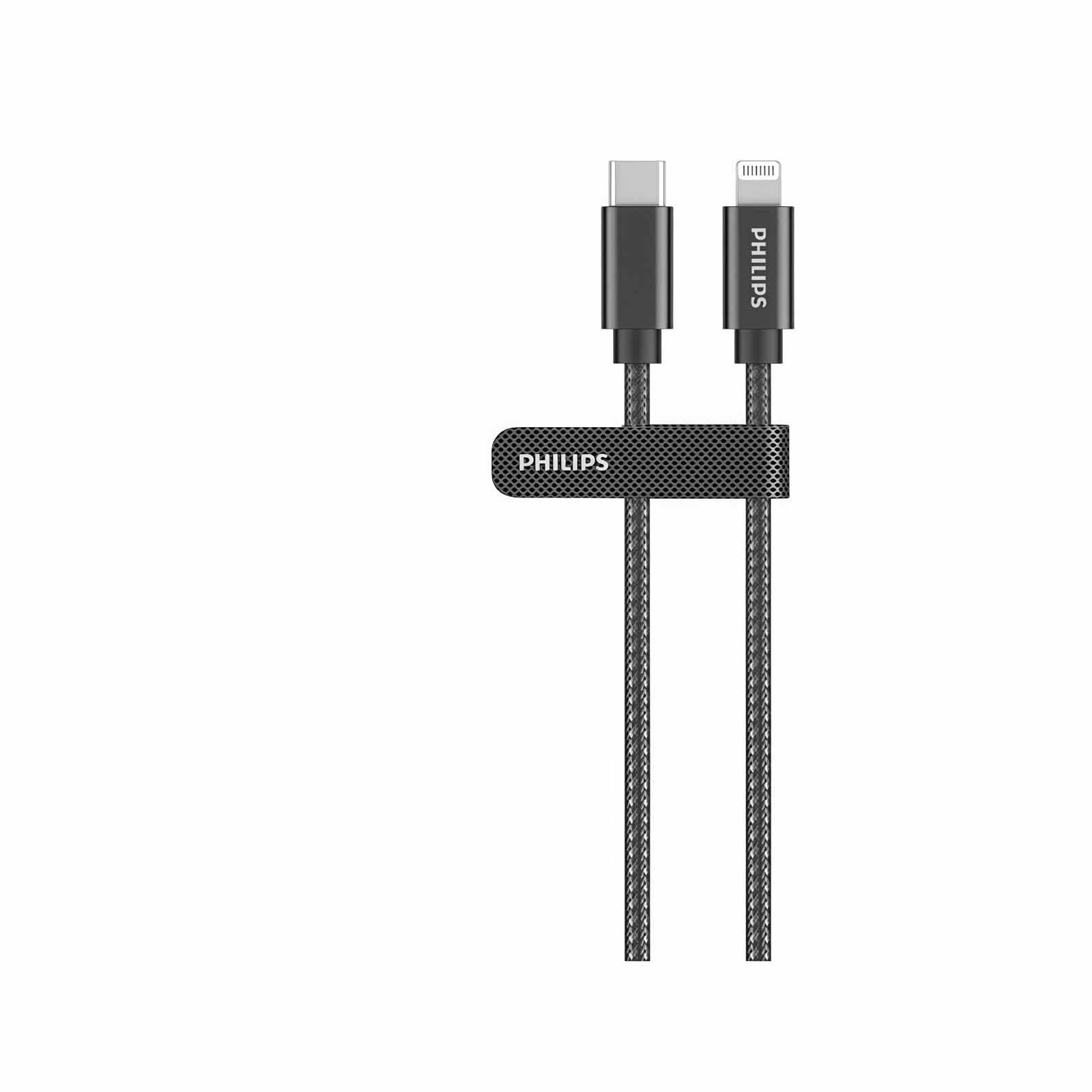 Philips DLC5030L USB-C to Lightning Cable 1M Black Braided 480 Mbps