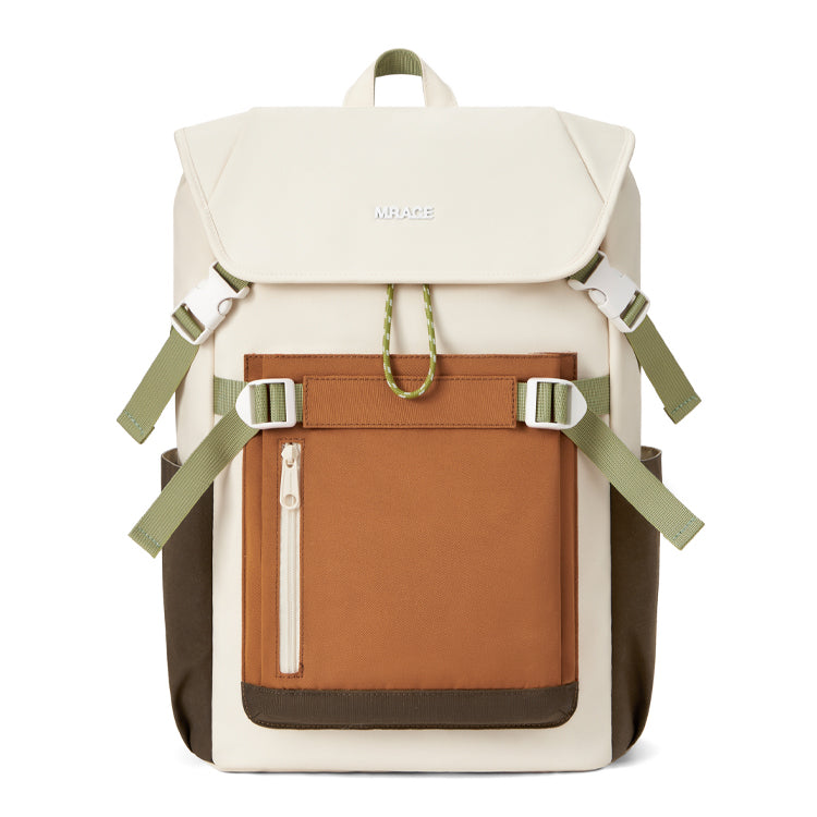  Mr. Ace Two Tone Backpack (Beige & Brown) 