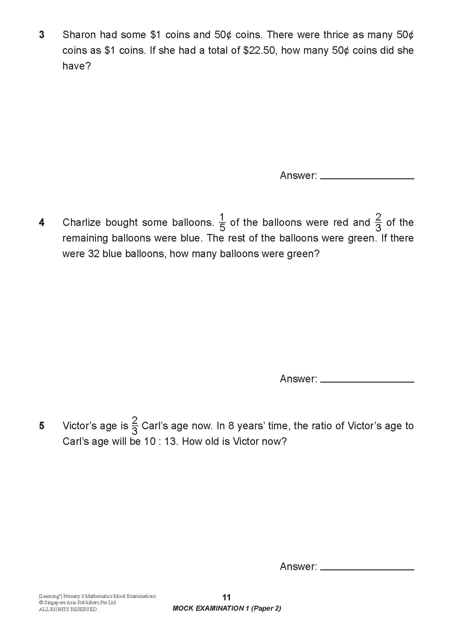 LEARNING+ Primary 6 Mathematics Mock Examinations