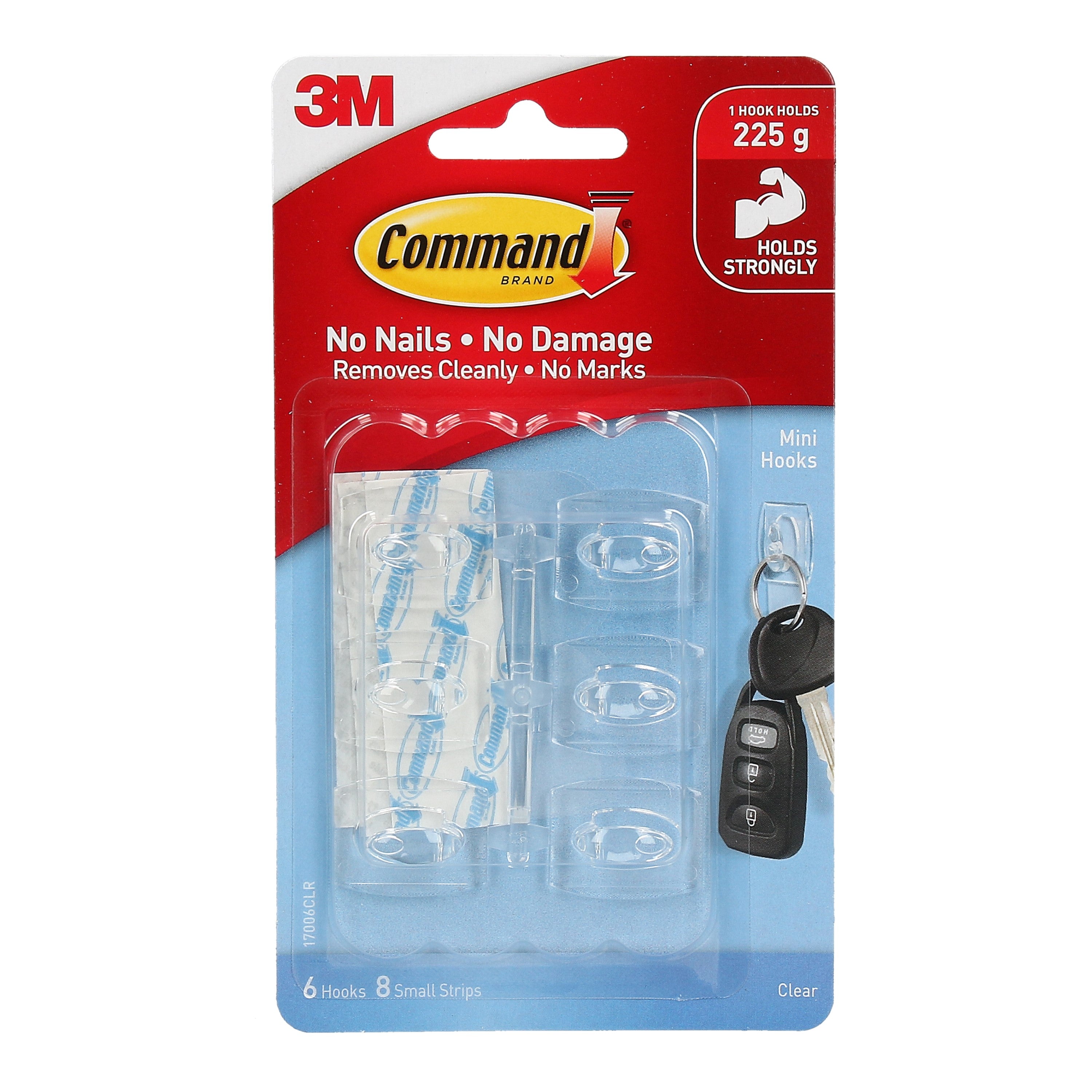 Command™ 17006CLR Mini Clear Hooks with Clear Strips