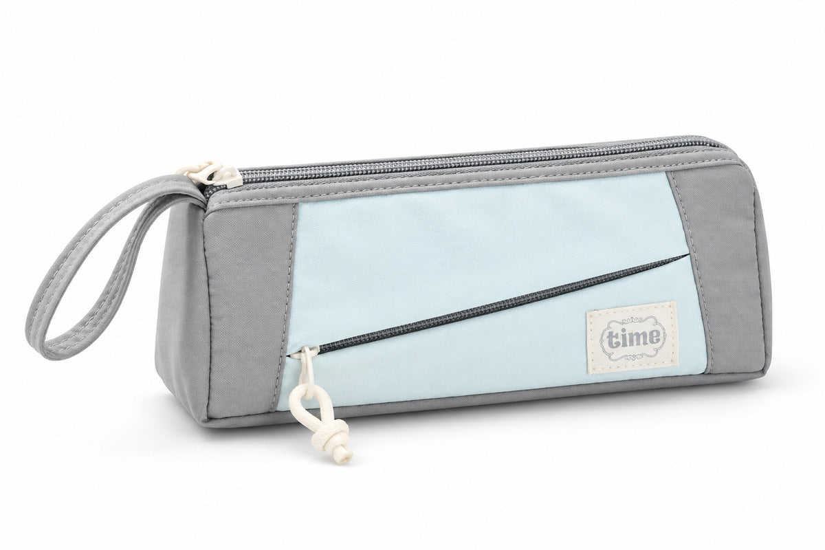  Colour Block Large Capacity Pencil Bag with Wrist Strap – 4 Assorted Colour 