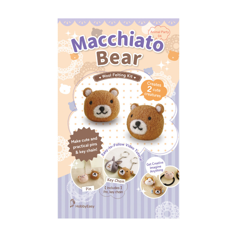 DIY Animal Felting Key Charm - Macchiato Bear