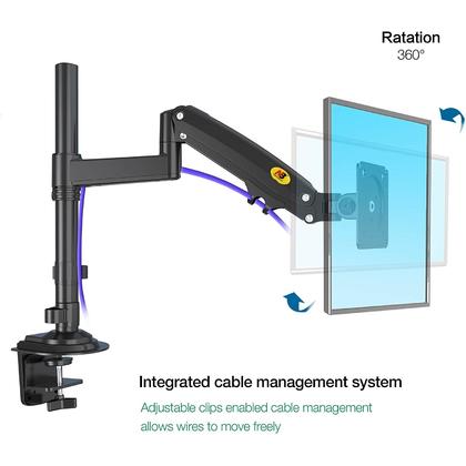 North Bayou H100 Single Monitor Full Motion Mount - 22"-35" - Black