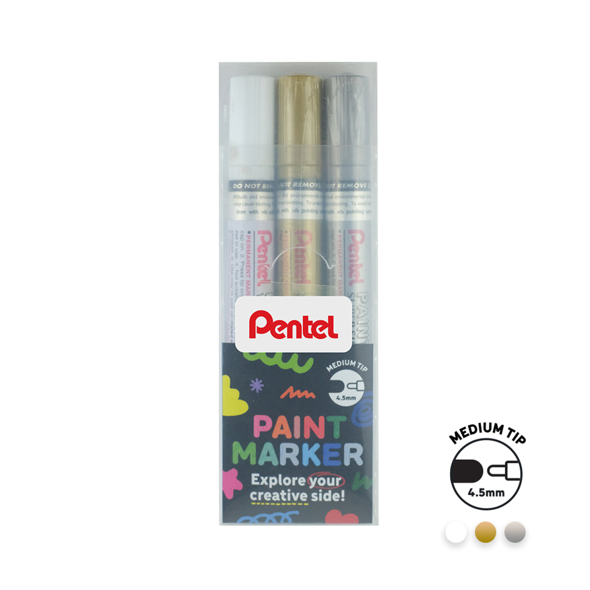PENTEL Paint Marker Medium 3Col Wxz Set