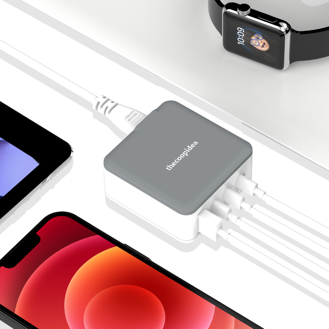 thecoopidea Mink Block GaN 45W PD Charging Station 3 TYPE-C Port & 1 USB-A Port - Grey